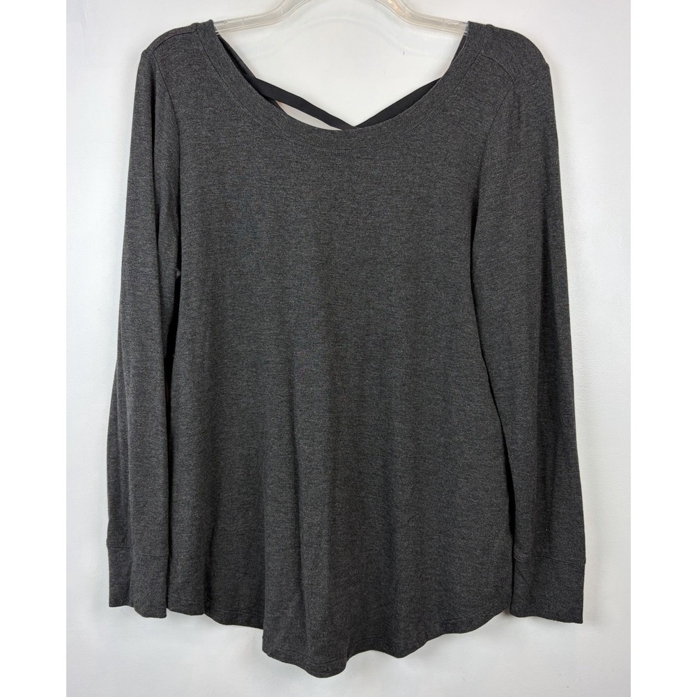 CAbi Top Womens Large Gray Long Sleeve Jersey Tee Athleisure Casual Soft Cozy